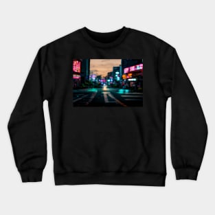 Tokyo City Street View With Neon signs / Tokyo, Japan Crewneck Sweatshirt